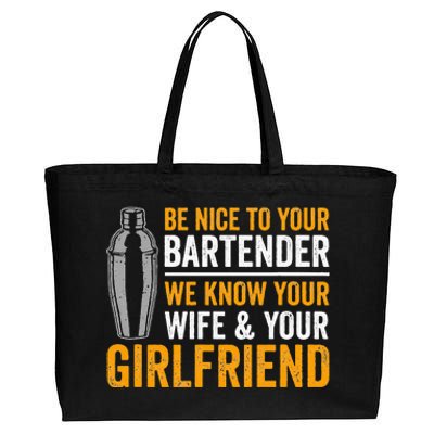 Funny Bartender Cotton Canvas Jumbo Tote