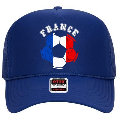 France Ball France Soccer Team French Flag French Pride High Crown Mesh Back Trucker Hat