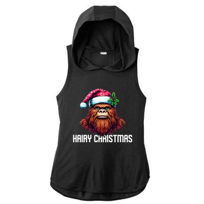 Funny Big Foot Hairy Christmas Gift Ladies PosiCharge Tri-Blend Wicking Draft Hoodie Tank