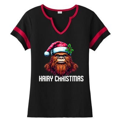 Funny Big Foot Hairy Christmas Gift Ladies Halftime Notch Neck Tee