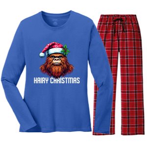 Funny Big Foot Hairy Christmas Gift Women's Long Sleeve Flannel Pajama Set 