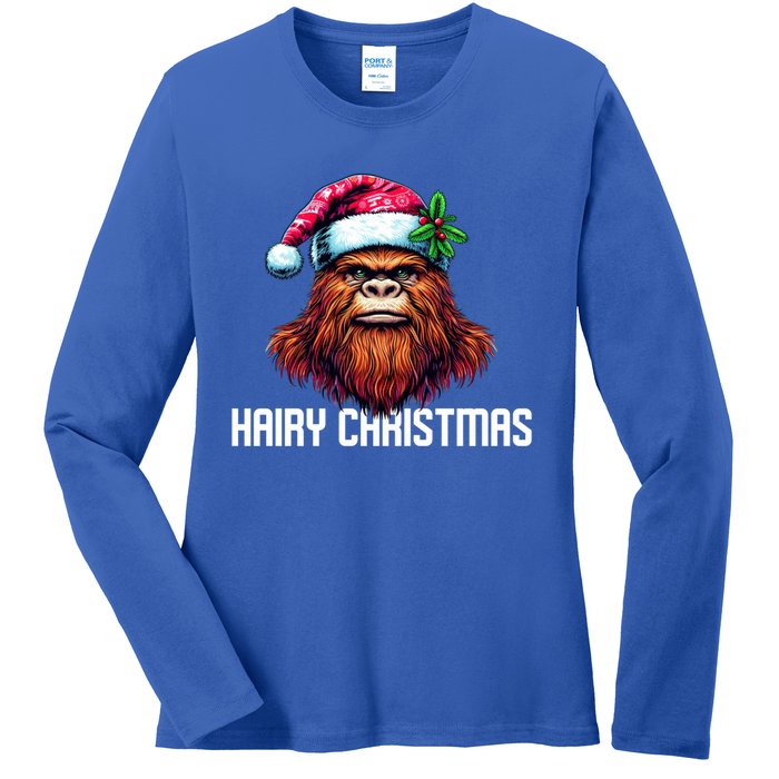 Funny Big Foot Hairy Christmas Gift Ladies Long Sleeve Shirt