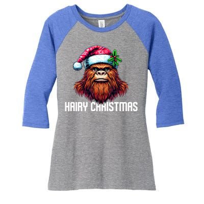 Funny Big Foot Hairy Christmas Gift Women's Tri-Blend 3/4-Sleeve Raglan Shirt