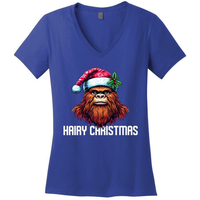 Funny Big Foot Hairy Christmas Gift Women's V-Neck T-Shirt