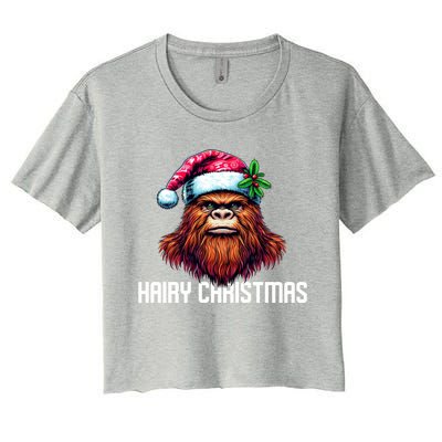 Funny Big Foot Hairy Christmas Gift Women's Crop Top Tee