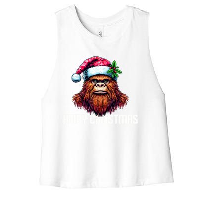 Funny Big Foot Hairy Christmas Gift Women's Racerback Cropped Tank