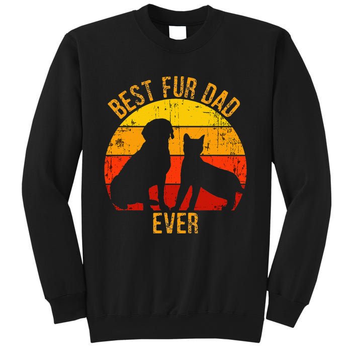 Funny Best Fur Dad Ever Vintage Retro Dog and Cat Owner Sweatshirt