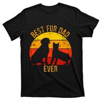 Funny Best Fur Dad Ever Vintage Retro Dog and Cat Owner T-Shirt