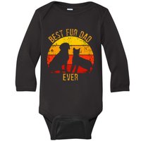 Funny Best Fur Dad Ever Vintage Retro Dog and Cat Owner Baby Long Sleeve Bodysuit