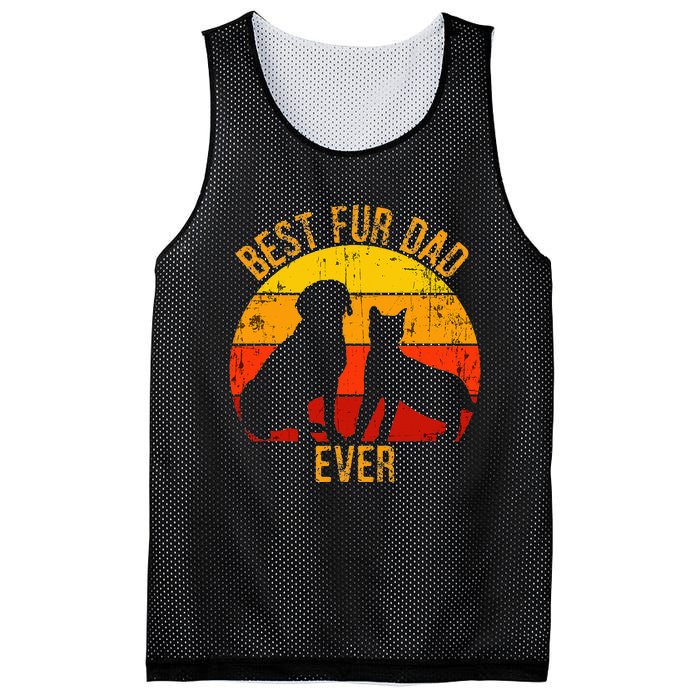 Funny Best Fur Dad Ever Vintage Retro Dog and Cat Owner Mesh Reversible Basketball Jersey Tank