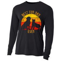 Funny Best Fur Dad Ever Vintage Retro Dog and Cat Owner Cooling Performance Long Sleeve Crew