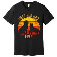 Funny Best Fur Dad Ever Vintage Retro Dog and Cat Owner Premium T-Shirt