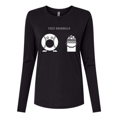 Feed Baseballs Womens Cotton Relaxed Long Sleeve T-Shirt