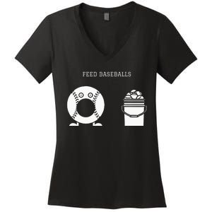 Feed Baseballs Women's V-Neck T-Shirt