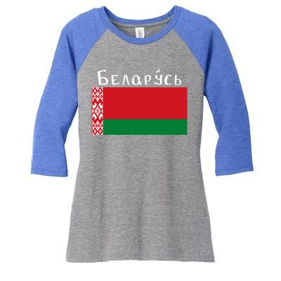 Flag Belarus Freedom Liberty Country Design Meaningful Gift Women's Tri-Blend 3/4-Sleeve Raglan Shirt