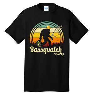 Funny Bigfoot Fishing Outdoor Fishing Gifts Tall T-Shirt