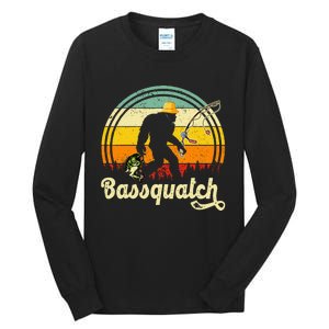 Funny Bigfoot Fishing Outdoor Fishing Gifts Tall Long Sleeve T-Shirt