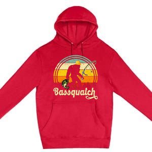 Funny Bigfoot Fishing Outdoor Fishing Gifts Premium Pullover Hoodie