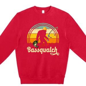 Funny Bigfoot Fishing Outdoor Fishing Gifts Premium Crewneck Sweatshirt