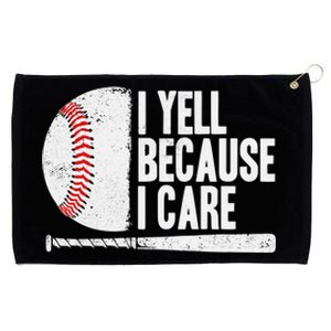 Funny Baseball Fan Humor I Yell Because I Care Baseball Dads Funny Gift Grommeted Golf Towel