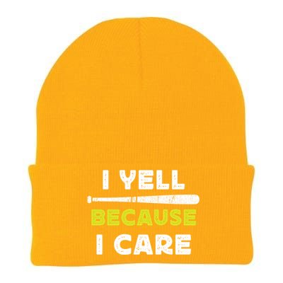 Funny Baseball Fan Humor I Yell Because I Care Baseball Dads Funny Gift Knit Cap Winter Beanie