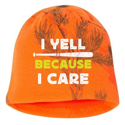 Funny Baseball Fan Humor I Yell Because I Care Baseball Dads Funny Gift Kati - Camo Knit Beanie