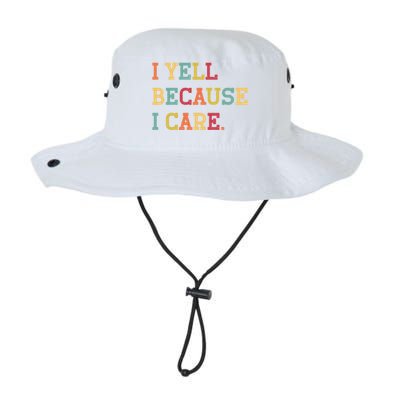 Funny Baseball Fan Humor I Yell Because I Care Baseball Dads Gift Legacy Cool Fit Booney Bucket Hat