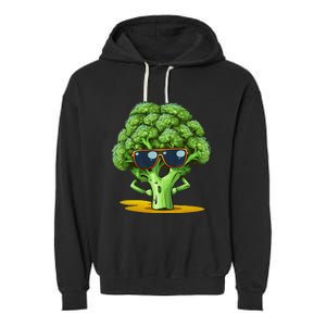 Funny Broccoli Face With Sunglasses Garment-Dyed Fleece Hoodie