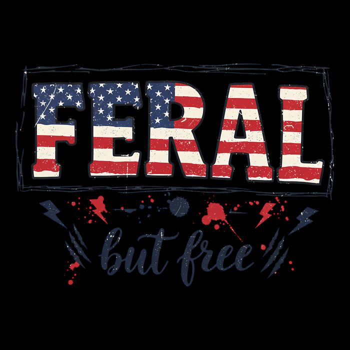 Feral but free America Patriotic  Drawstring Bag