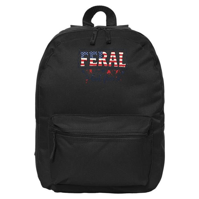 Feral but free America Patriotic  16 in Basic Backpack