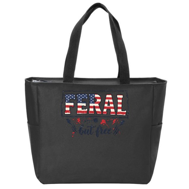 Feral but free America Patriotic  Zip Tote Bag