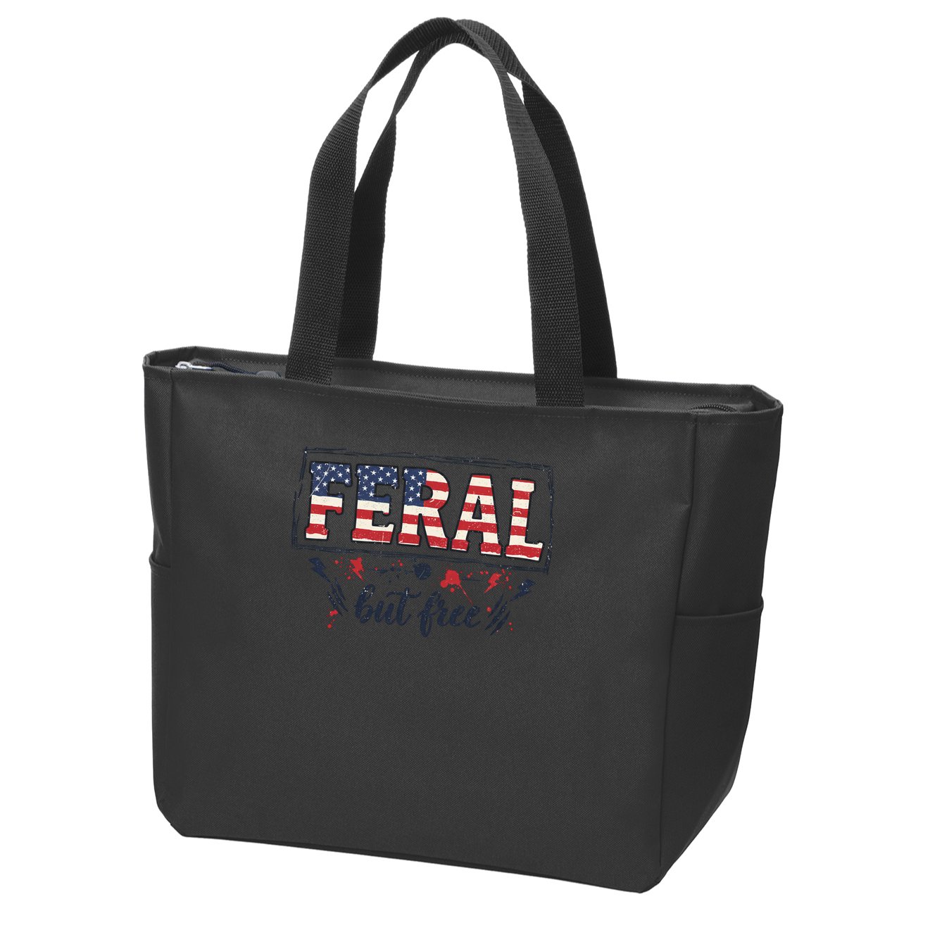 Feral but free America Patriotic  Zip Tote Bag