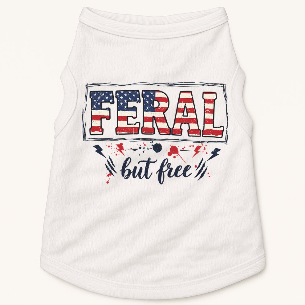Feral but free America Patriotic  Doggie Tank