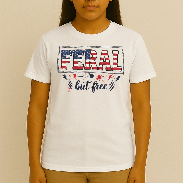 Feral but free America Patriotic  T-Shirt