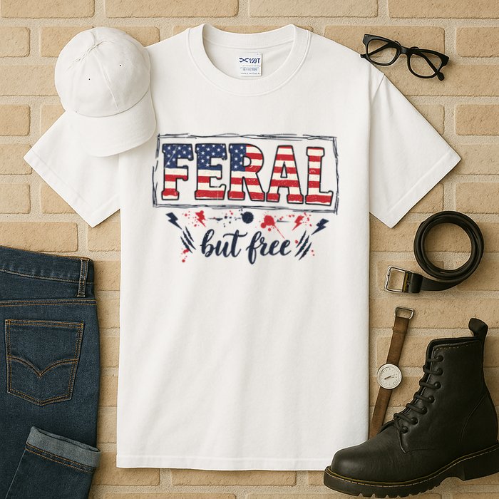 Feral but free America Patriotic  Tall T-Shirt