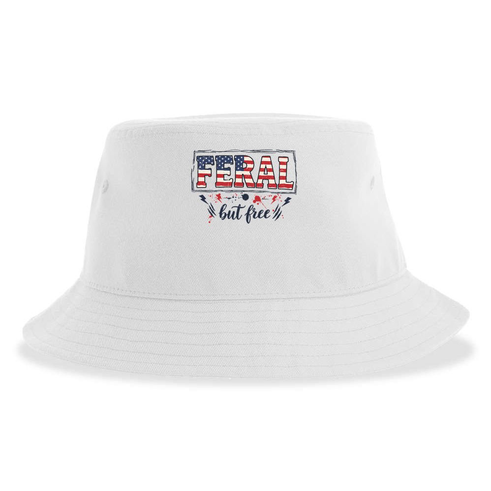 Feral but free America Patriotic  Sustainable Bucket Hat