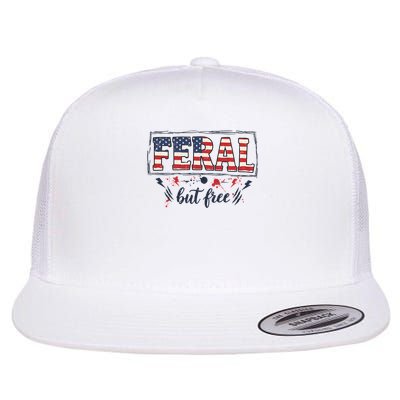 Feral but free America Patriotic  Flat Bill Trucker Hat