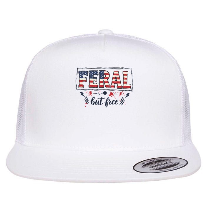 Feral but free America Patriotic  Flat Bill Trucker Hat