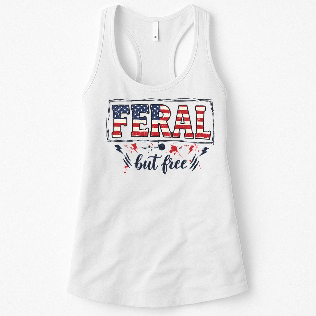 Feral but free America Patriotic  Womens Tank Top