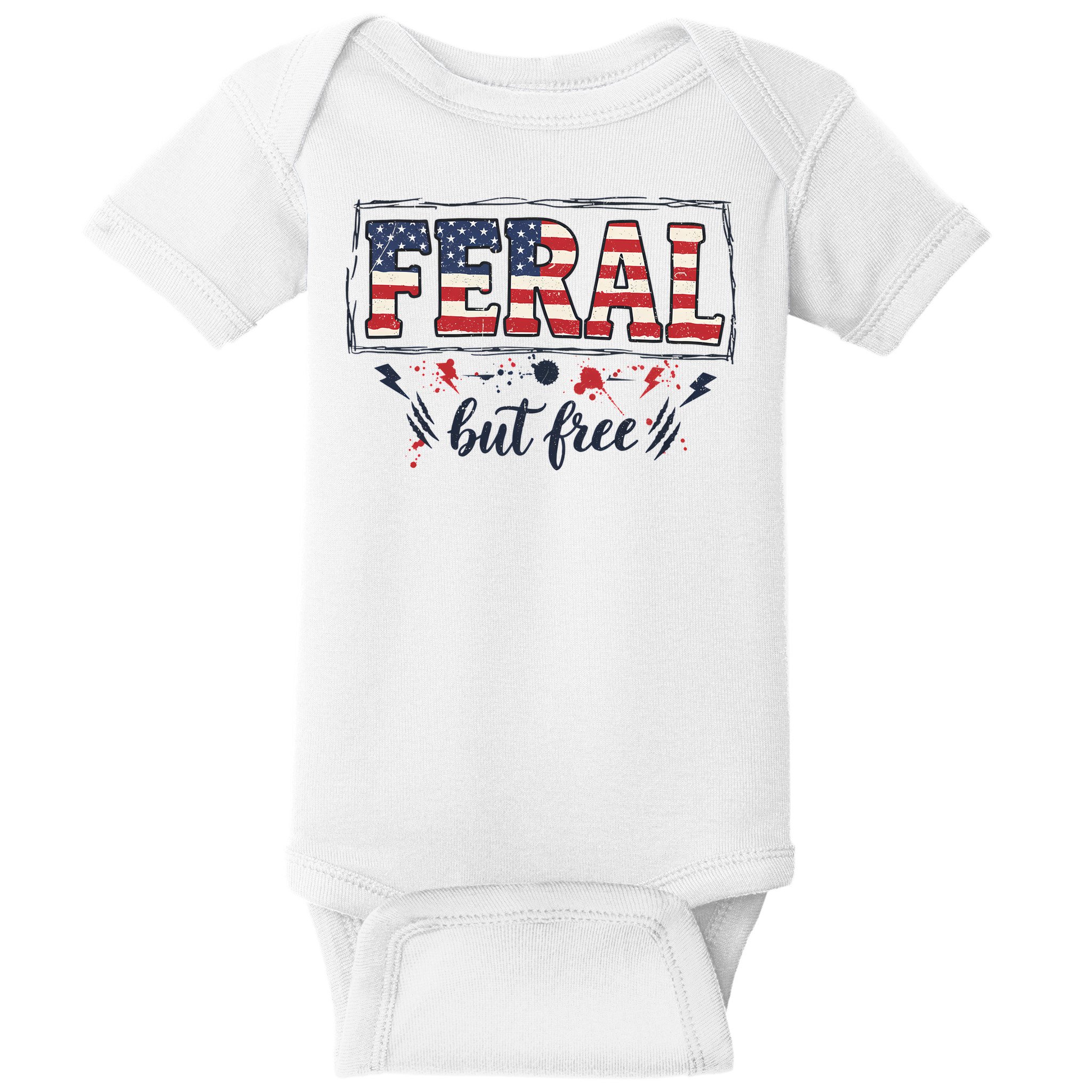 Feral but free America Patriotic  Baby Bodysuit