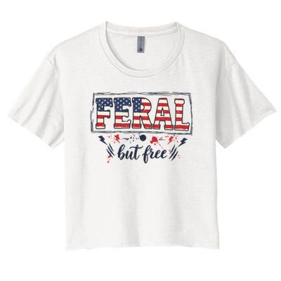 Feral but free America Patriotic  Women's Crop Top Tee