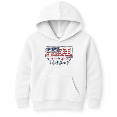 Feral but free America Patriotic  Kids Hoodie