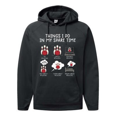 Funny Bowling For Men Performance Fleece Hoodie