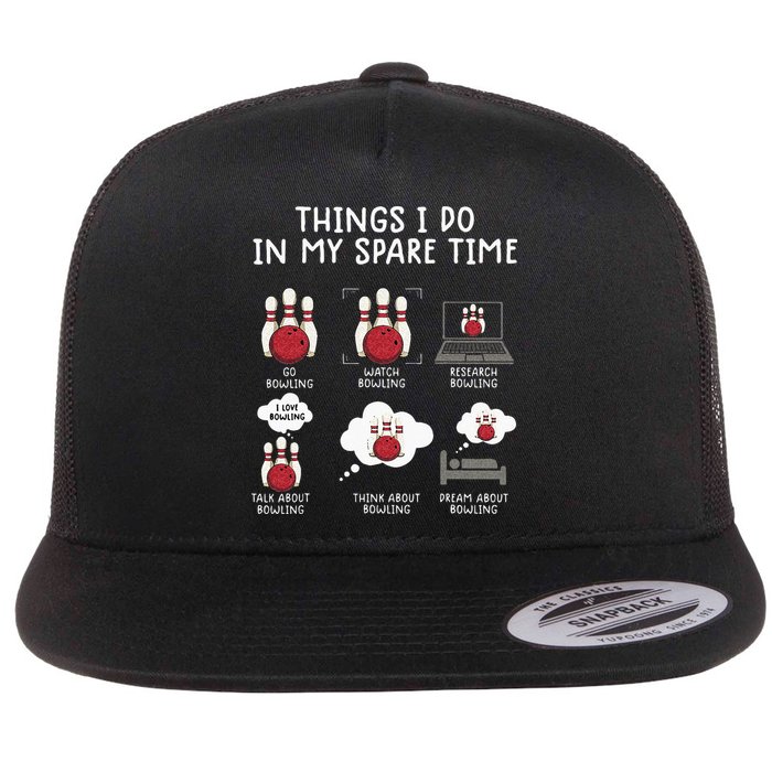 Funny Bowling For Men Flat Bill Trucker Hat