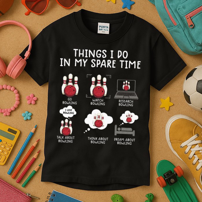 Funny Bowling For Men Kids T-Shirt