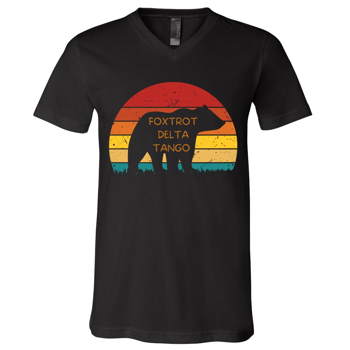 Funny Bear Foxtrot Delta Tango  V-Neck T-Shirt