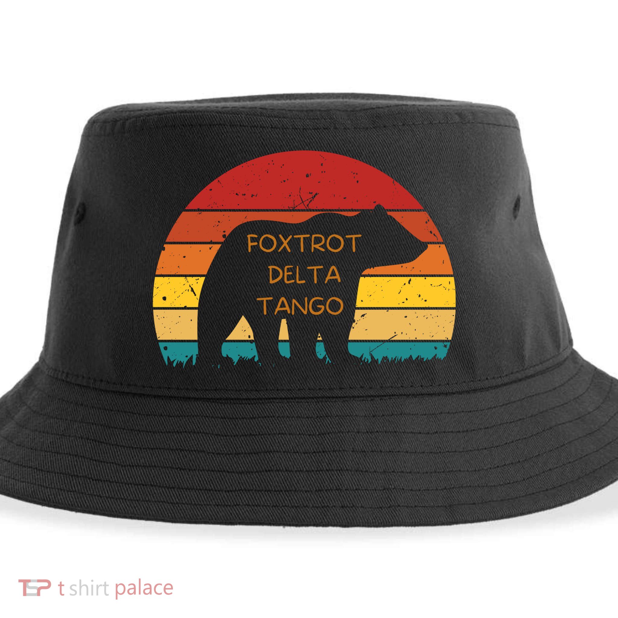 Funny Bear Foxtrot Delta Tango  Sustainable Bucket Hat