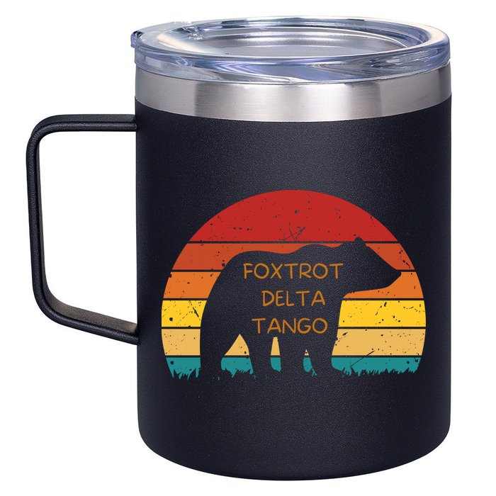 Funny Bear Foxtrot Delta Tango  12oz Stainless Steel Coffee Mug