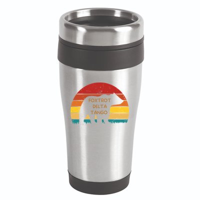 Funny Bear Foxtrot Delta Tango  16oz Travel Tumbler