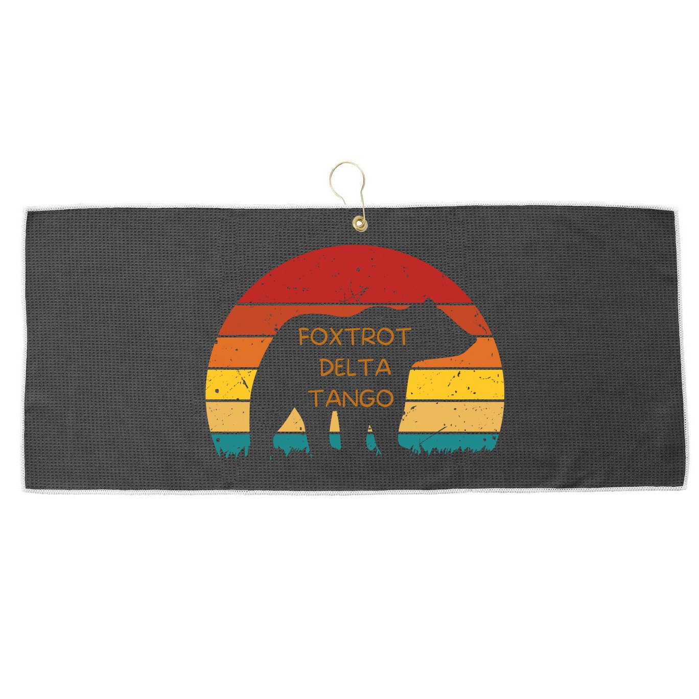 Funny Bear Foxtrot Delta Tango  Large Microfiber Waffle Golf Towel